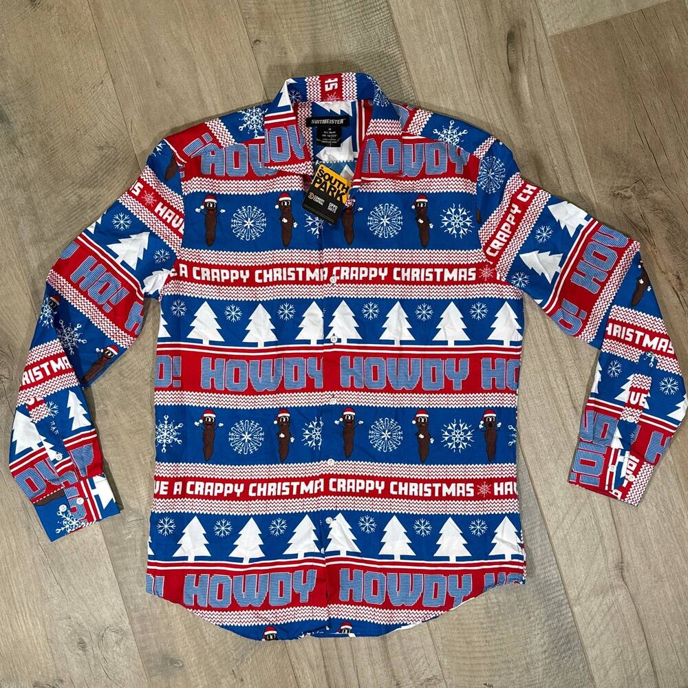 South Park Mr. Hankey Crappy Christmas Holiday Dress Shirt Men's M Ugly NWT